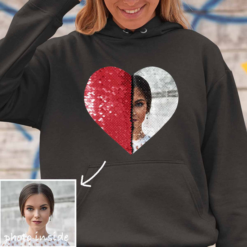 Custom Flip Sequin Shirt/Hoodie (Heart)