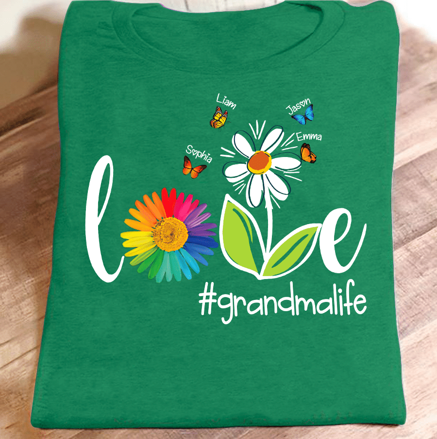 Love Grandma Life Butterfly | Personalized T-Shirt