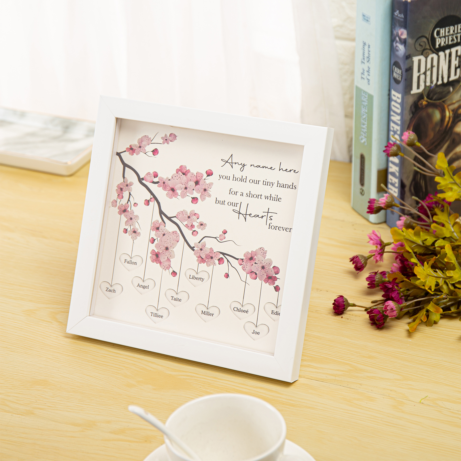 Custom 8 Names Family Tree Frame, Family Tree LED Light Picture Frame,Best Gift for Family