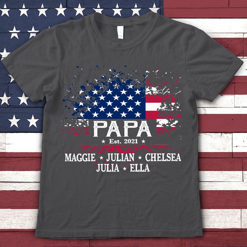 Personalized Papa Shirt, 4th of july papa T-Shirt