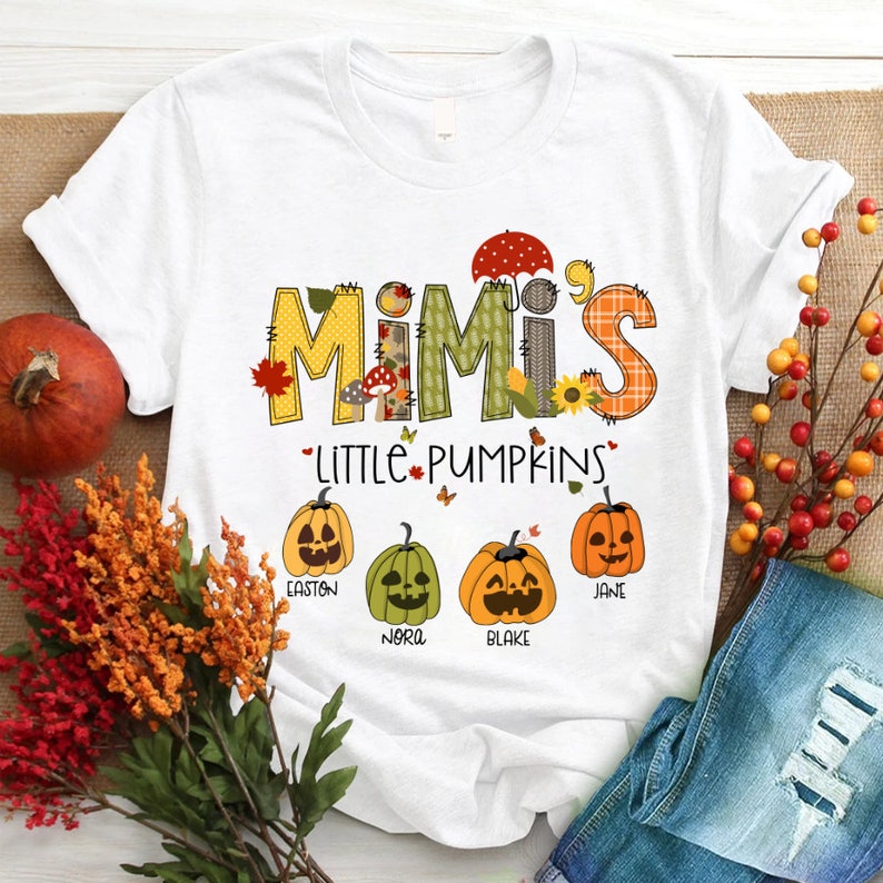 Personalized Mimi Pumpkin Shirt, Custom Grandma Nana Mimi Shirt