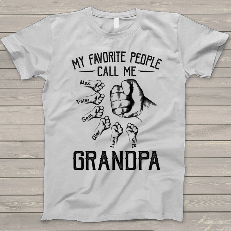 Great Grandpa Shirt, Grandpa Custom Fathers Day Shirt kidnames, Personalized Papa Shirt custom name, papa custom grandkid name shirt 15 kids