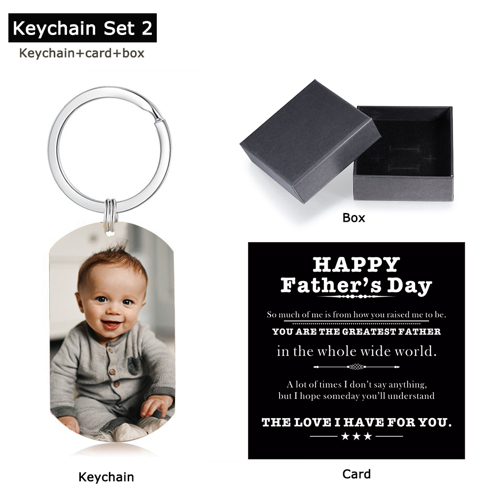 Personalized Photo Keychain Gift For Dad-I Love You Daddy-Custom Keychain with Picture-Special Gift For Father-Gift From Kids