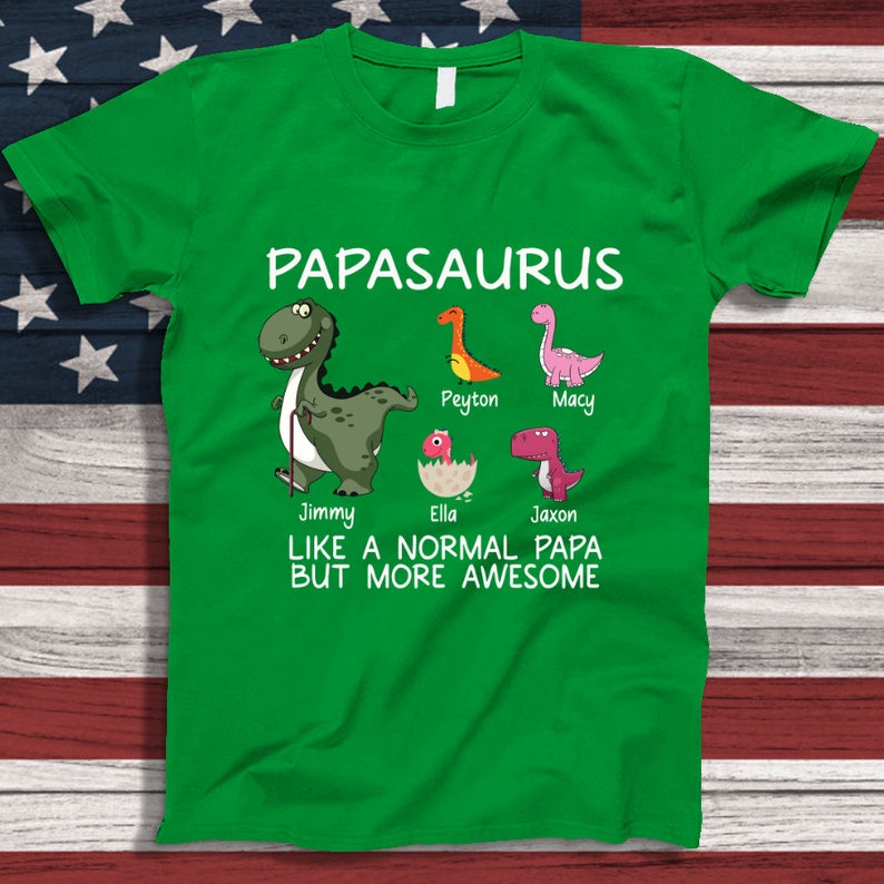 Personalized Papasaurus Shirt, Custom Funny Pop pop shirt, Shirt for Grandpa