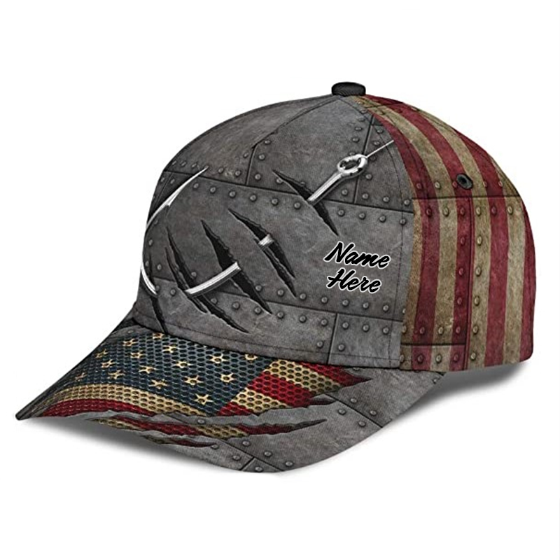 Fishing Personalized America Flag Classic Cap Fishing Hat