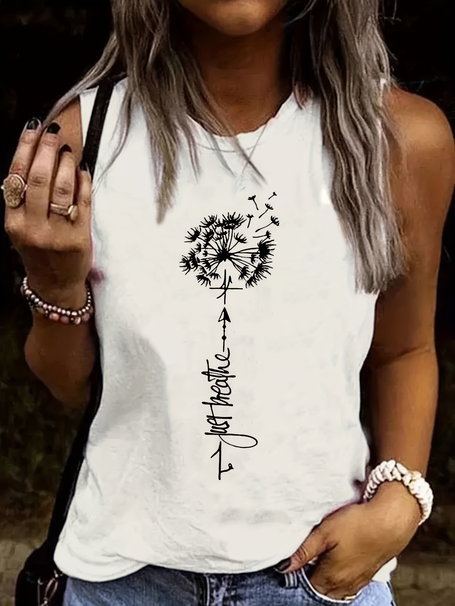  Personalized Dandelion Print Tank Top