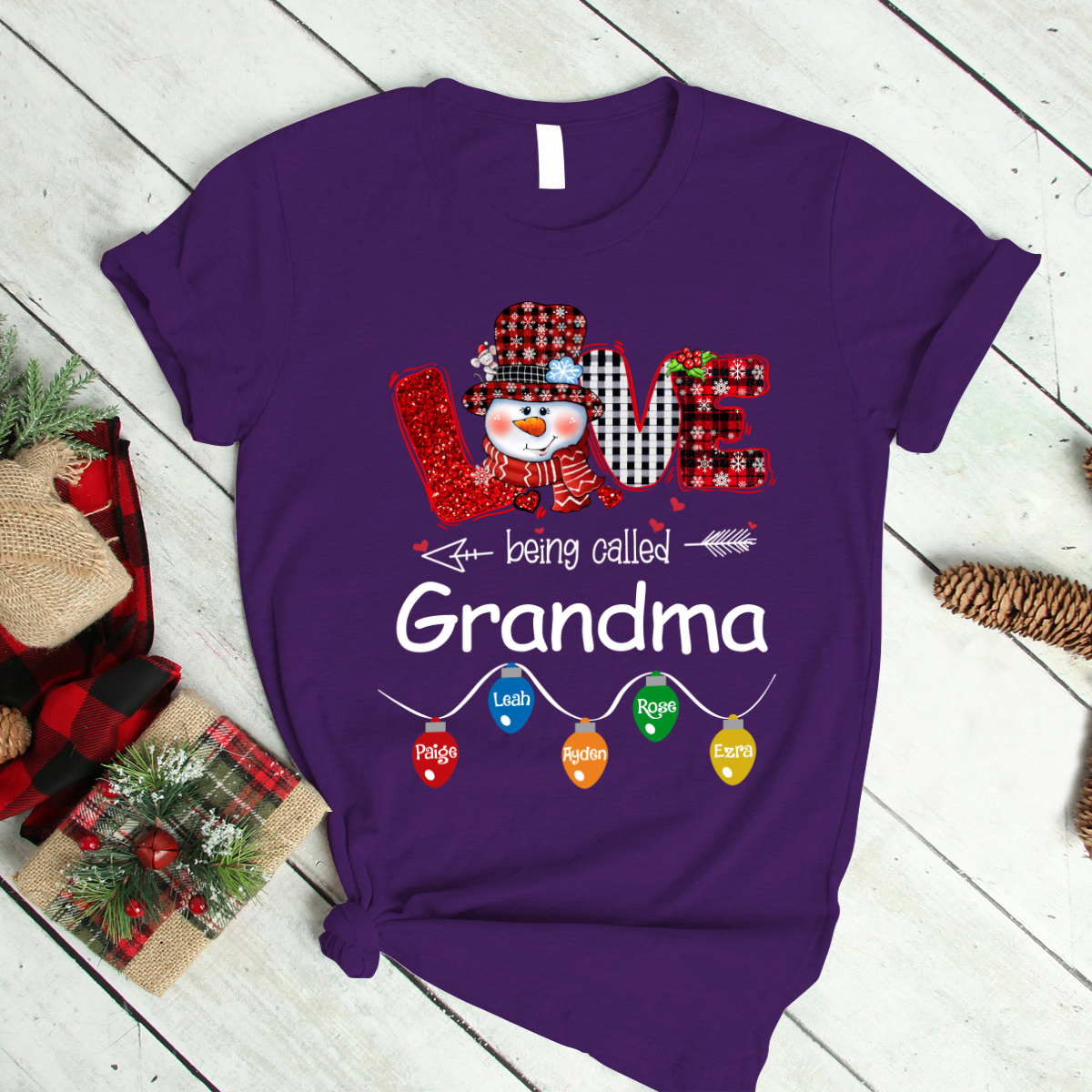 Love Being Called Grandma Christmas With Grandkids Light T-Shirt