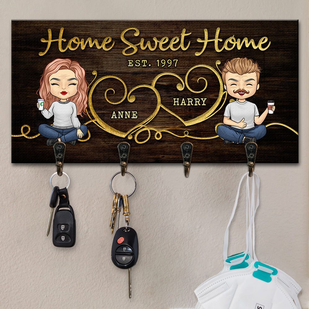 Home Sweet Home - Anniversary Gifts, Gift For Couples, Husband Wife - Personalized Key Hanger