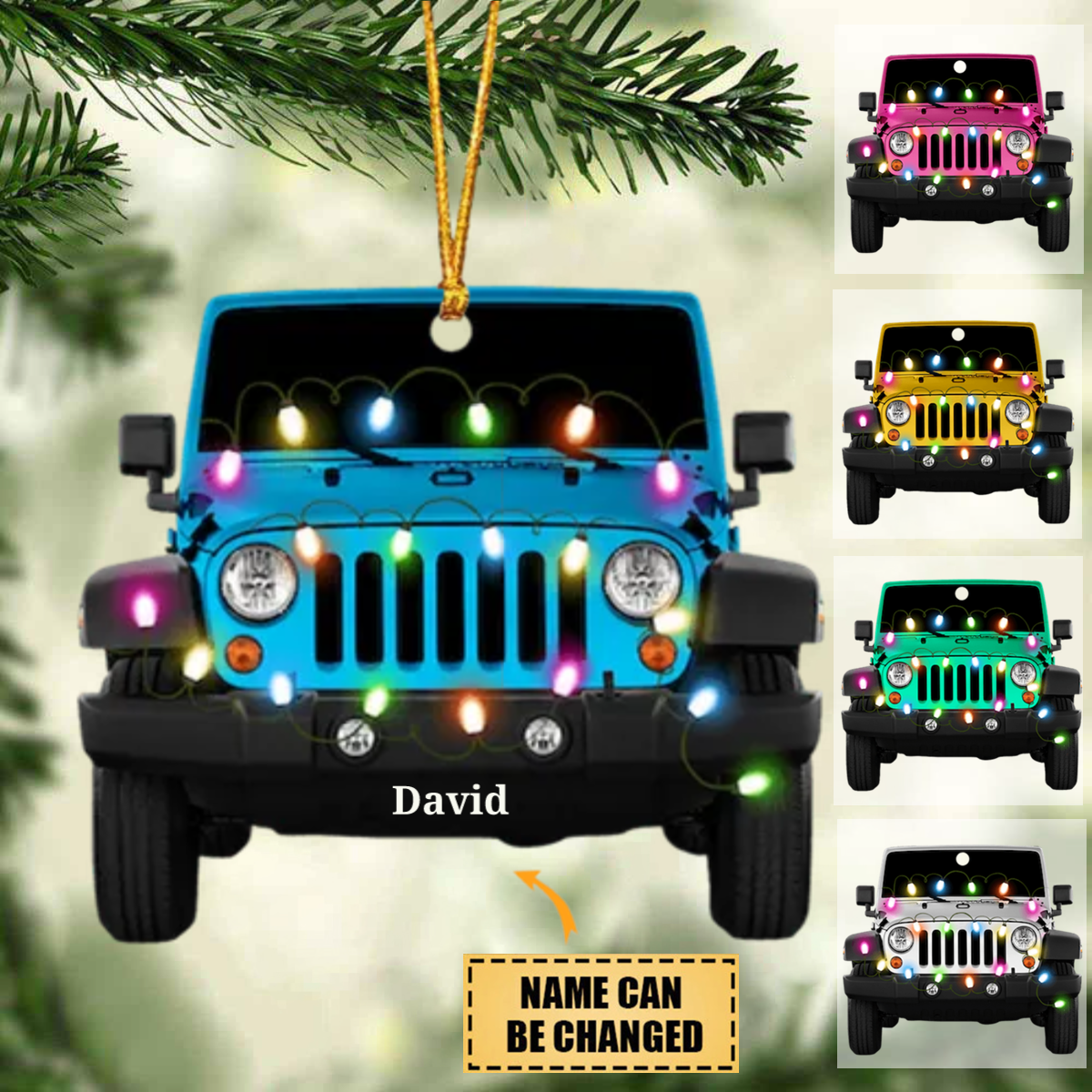 Personalized Jeep Car Acrylic Christmas Ornament