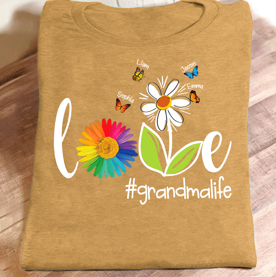Love Grandma Life Butterfly | Personalized T-Shirt