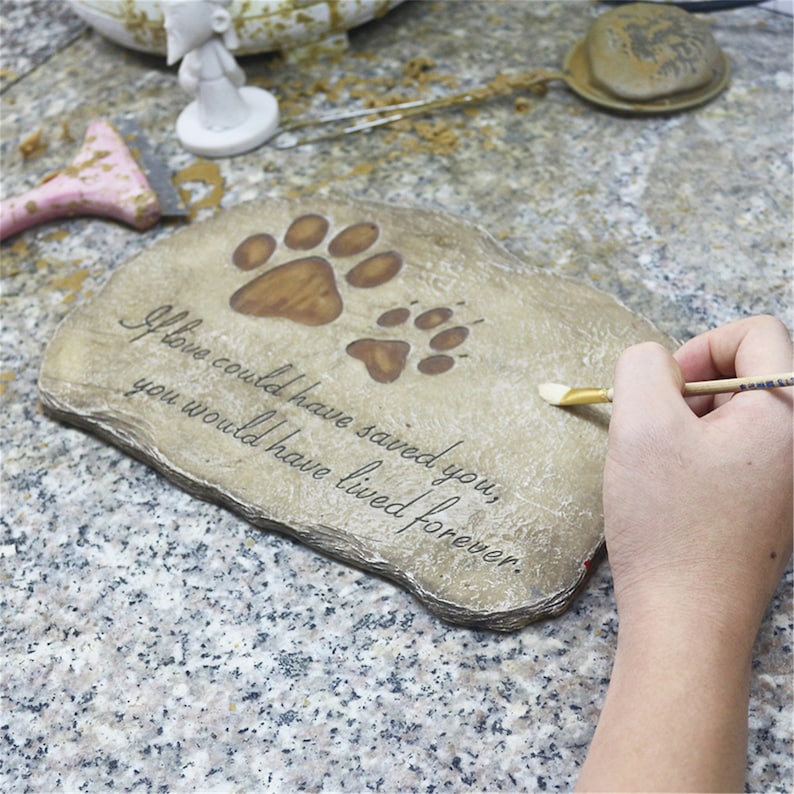 Personalized Pet Dog Memorial Stones, Paw Prints Dog Pet Memorial Stones Grave Markers Garden Stones 