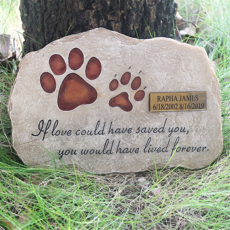 Personalized Pet Dog Memorial Stones, Paw Prints Dog Pet Memorial Stones Grave Markers Garden Stones 