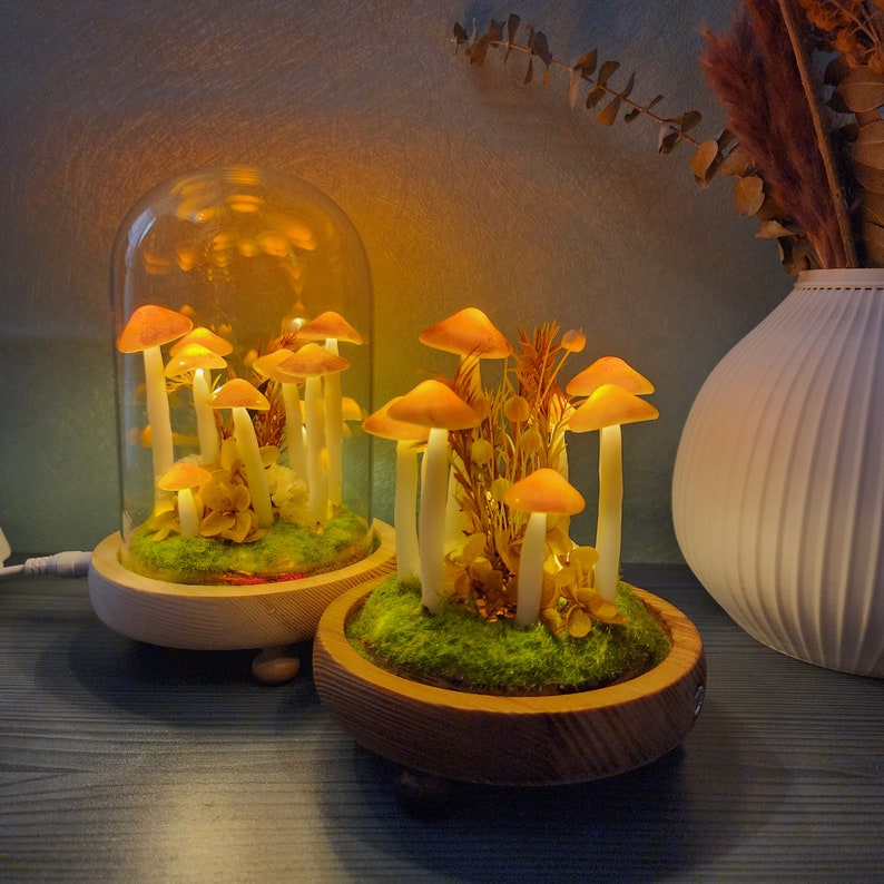 Orange mushroom lamp Mushroom Forest Handmade night light Home decor 