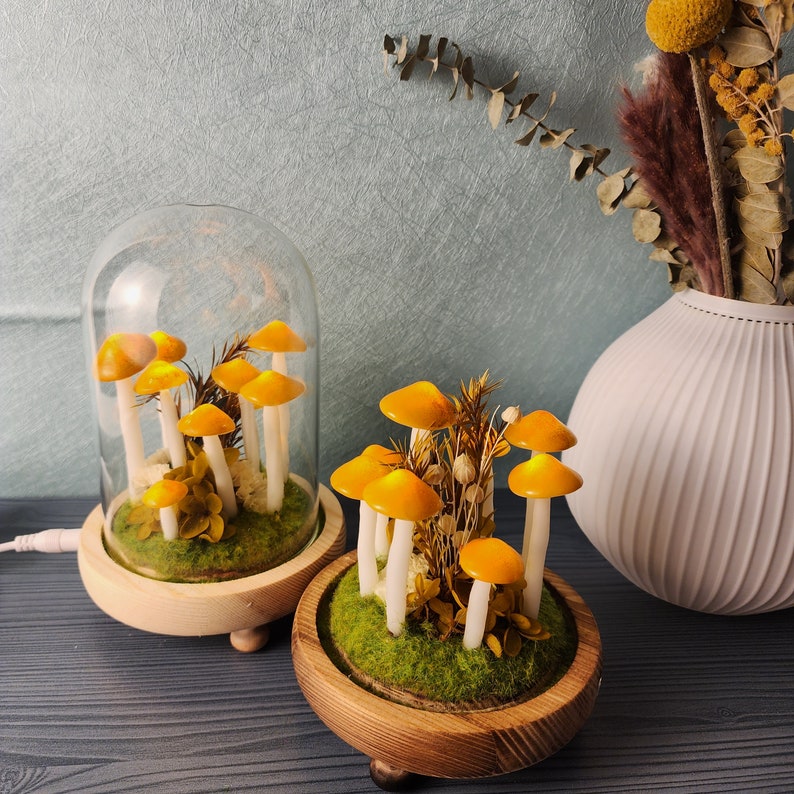 Orange mushroom lamp Mushroom Forest Handmade night light Home decor 