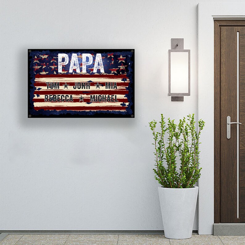 Personalized Metal Papa Sign Custom Name, Grandparents Gift