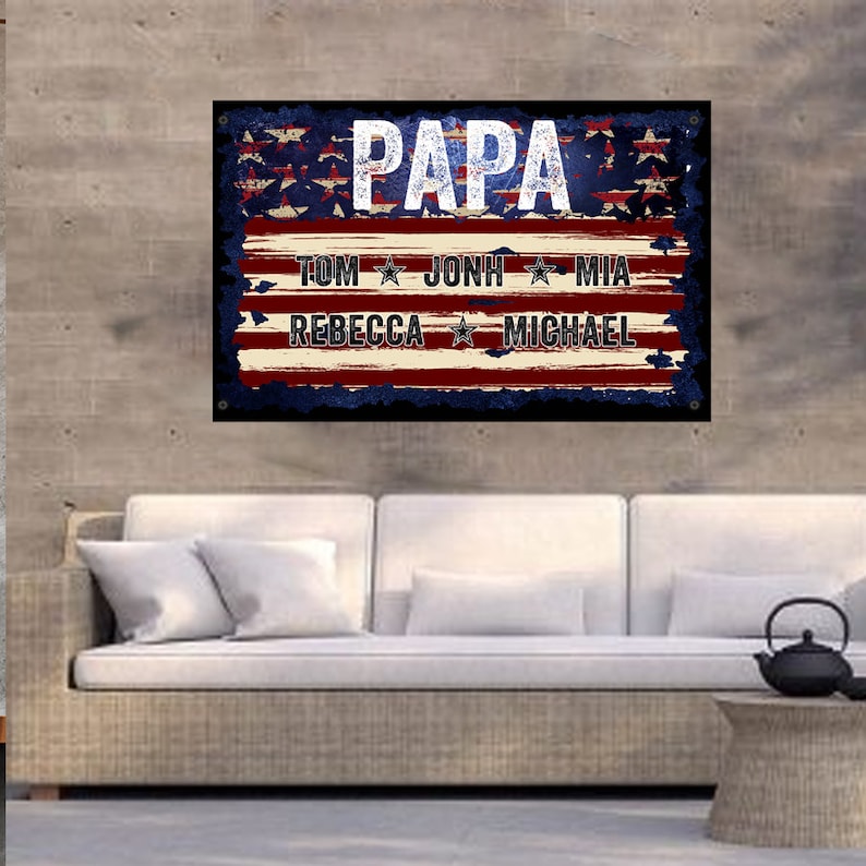 Personalized Metal Papa Sign Custom Name, Grandparents Gift