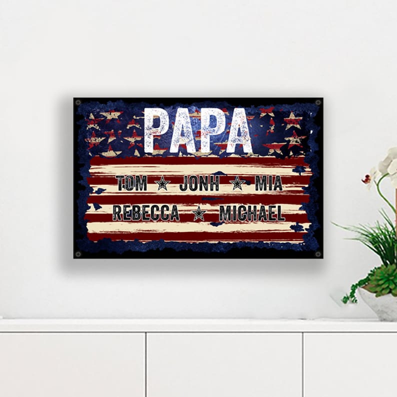 Personalized Metal Papa Sign Custom Name, Grandparents Gift