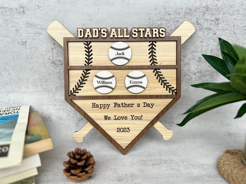 Personalized Dads,Grandpa,Father's Day,Baseball All Stars Home Plate Display