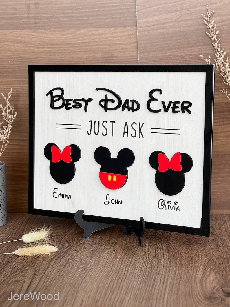 Mickey Mouse Dad Sign, Best Dad Ever Sign, Father's Day Gift, Mickey Mouse Inspired Wooden Sign