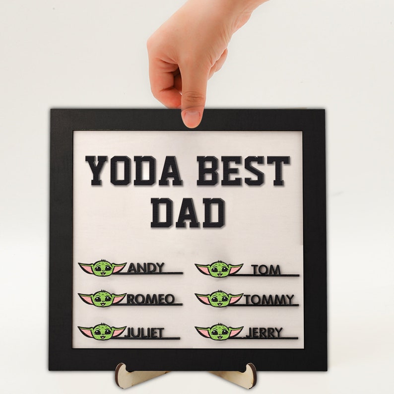 Yoda Best Dad Sign, Father's Day Gift, Personalized Family Name Sign