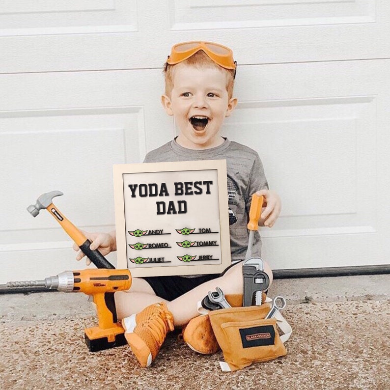 Yoda Best Dad Sign, Father's Day Gift, Personalized Family Name Sign