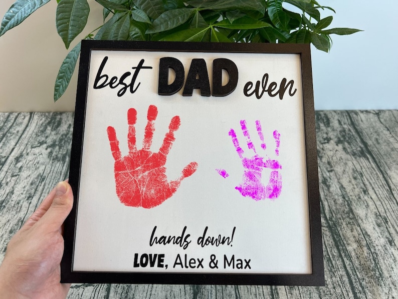 Custom Handprint Kid, DIY Handprint Sign, Personalized Father's Day Gift