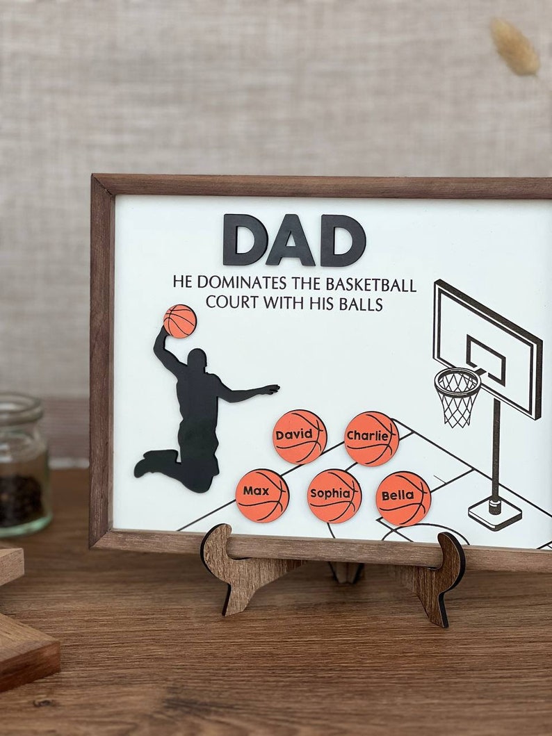  Personalised Basketball Dad Gift,Custom Basketball Gift,Father's Day,Dad Birthday Gift,Sport Family Print