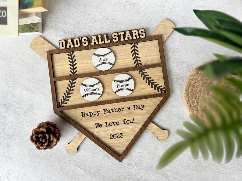 Personalized Dads,Grandpa,Father's Day,Baseball All Stars Home Plate Display