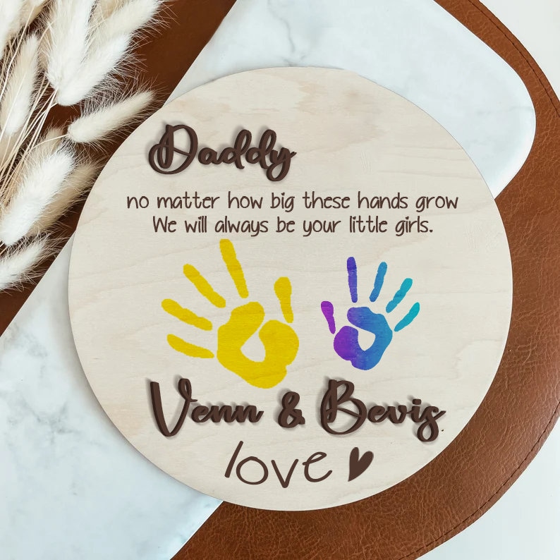 Personalized Father's Day Gift DIY Hand Print Sign, gift for Dad, Happy father's day