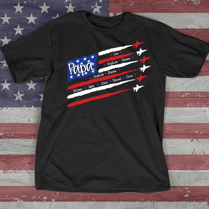 Personalized Air Force Papa Shirt, U.S. Veteran Air Force Grandpa Shirt,