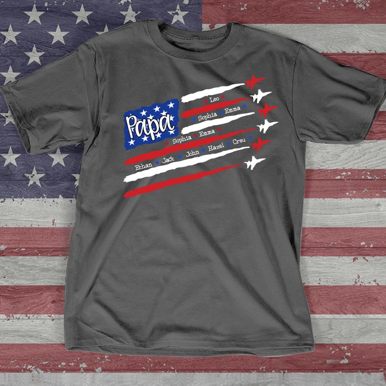 Personalized Air Force Papa Shirt, U.S. Veteran Air Force Grandpa Shirt,