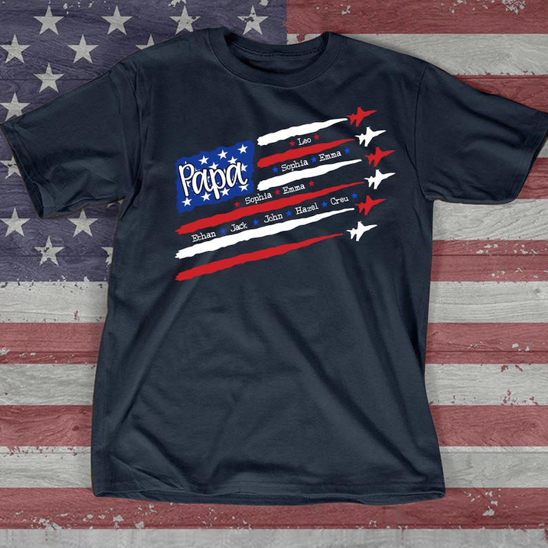 Personalized Air Force Papa Shirt, U.S. Veteran Air Force Grandpa Shirt,