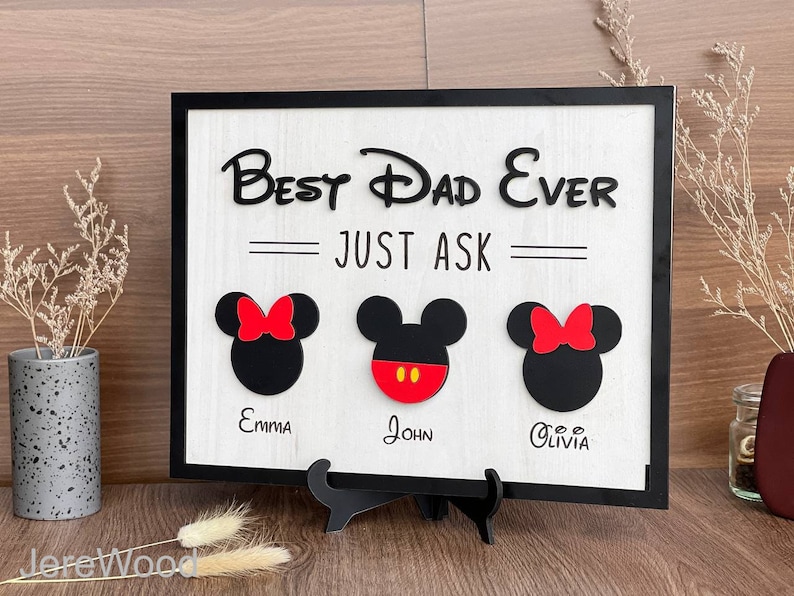 Mickey Mouse Dad Sign, Best Dad Ever Sign, Father's Day Gift, Mickey Mouse Inspired Wooden Sign