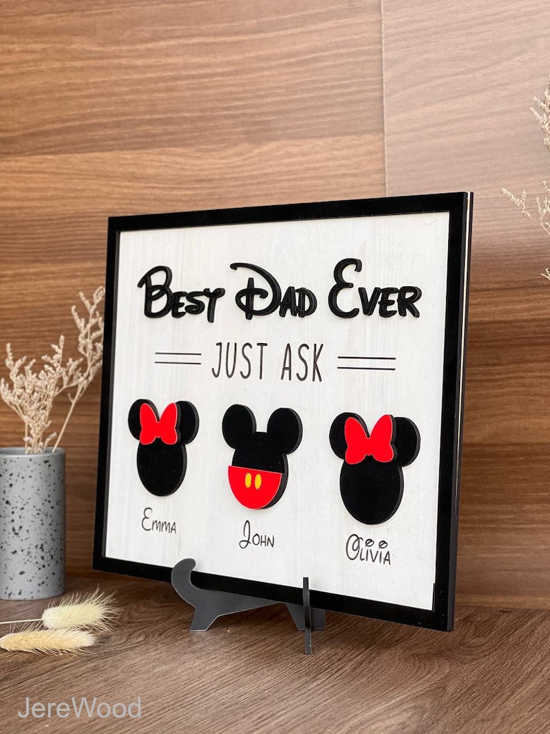 Mickey Mouse Dad Sign, Best Dad Ever Sign, Father's Day Gift, Mickey Mouse Inspired Wooden Sign