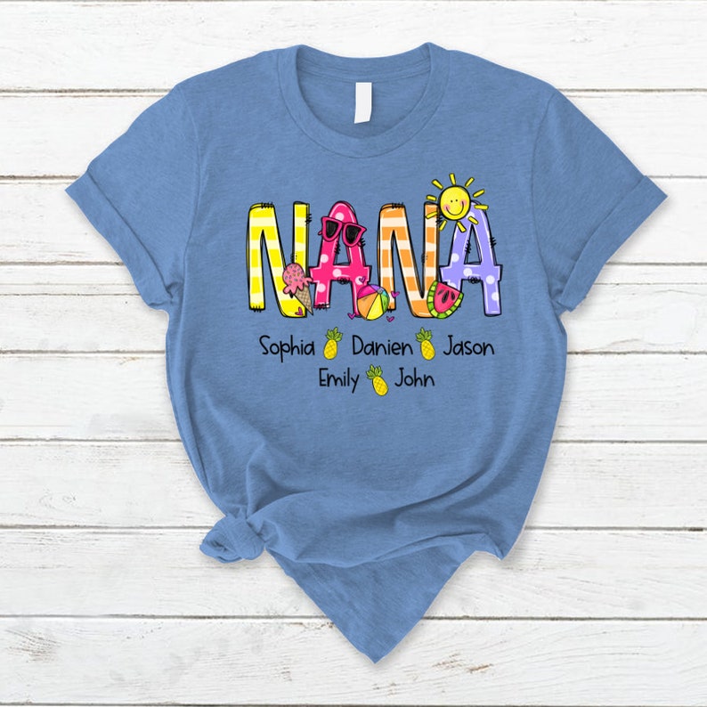 Personalized Nana Shirt, Custom Mimi Shirt for Summer, 