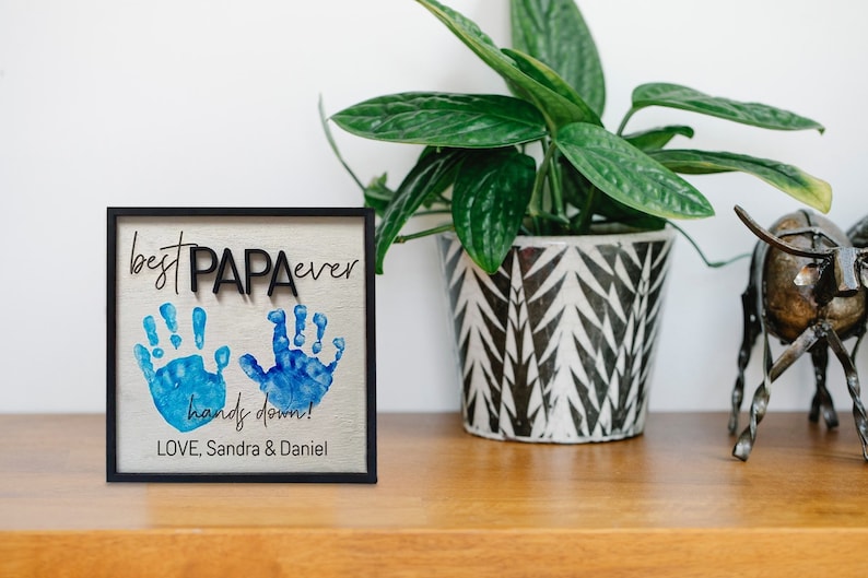 Best Papa Ever Hand Print Sign, Kids Hand Print Gift, Fathers Day Gift
