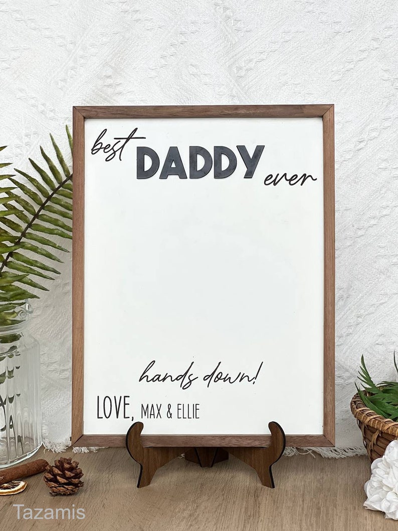 Best Dad Ever Hands Down Sign, DIY Handprint Sign, Personalized Gift from Kids