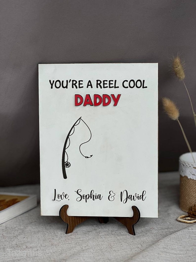 You're A Reel Cool Daddy, Personalized Father's Day Gift, Fish Hand Handprint Art, DIY Handprint Sign, Gift for Dad, Best Dad Hands Down