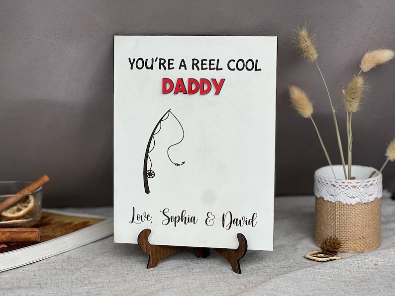 You're A Reel Cool Daddy, Personalized Father's Day Gift, Fish Hand Handprint Art, DIY Handprint Sign, Gift for Dad, Best Dad Hands Down