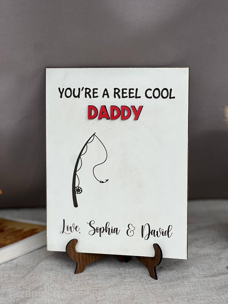 You're A Reel Cool Daddy, Personalized Father's Day Gift, Fish Hand Handprint Art, DIY Handprint Sign, Gift for Dad, Best Dad Hands Down