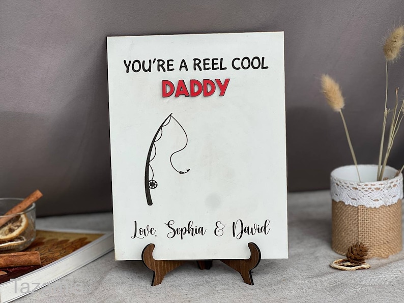 You're A Reel Cool Daddy, Personalized Father's Day Gift, Fish Hand Handprint Art, DIY Handprint Sign, Gift for Dad, Best Dad Hands Down