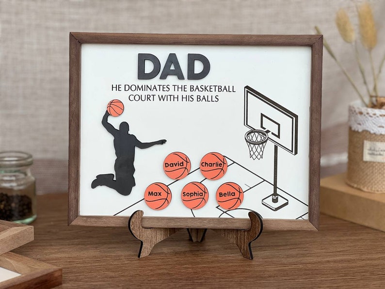  Personalised Basketball Dad Gift,Custom Basketball Gift,Father's Day,Dad Birthday Gift,Sport Family Print