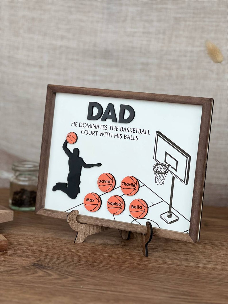 Personalised Basketball Dad Gift,Custom Basketball Gift,Father's Day,Dad Birthday Gift,Sport Family Print