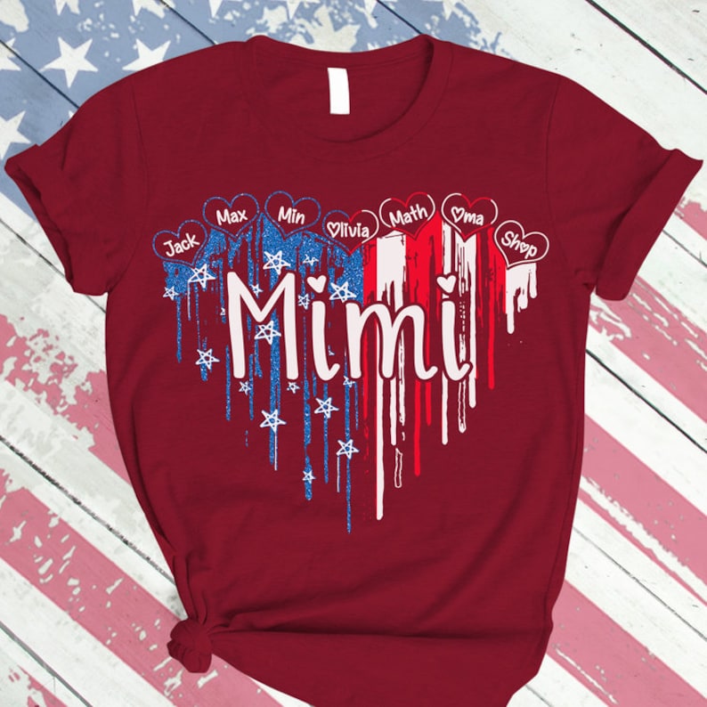 4th of July Mimi T Shirt, Custom Grandma Shirt with Kids names shirt