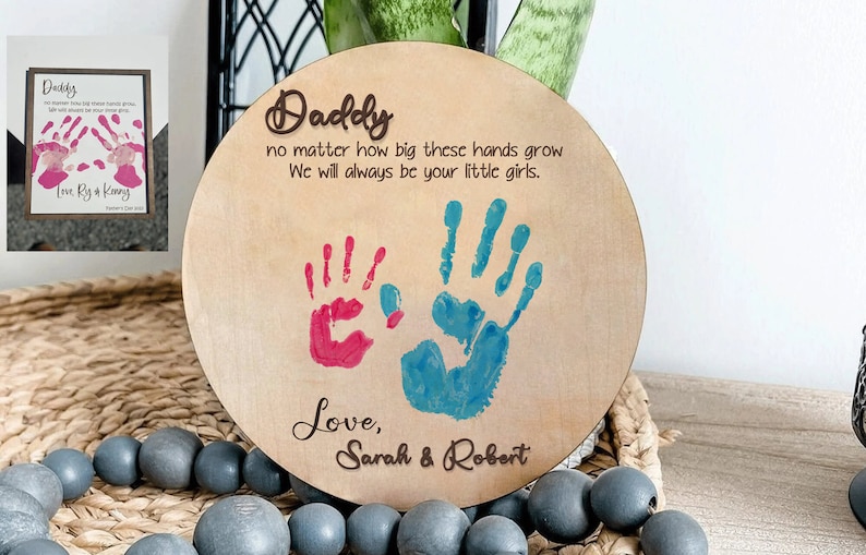 Personalized Father's Day Gift DIY Hand Print Sign, gift for Dad, Happy father's day