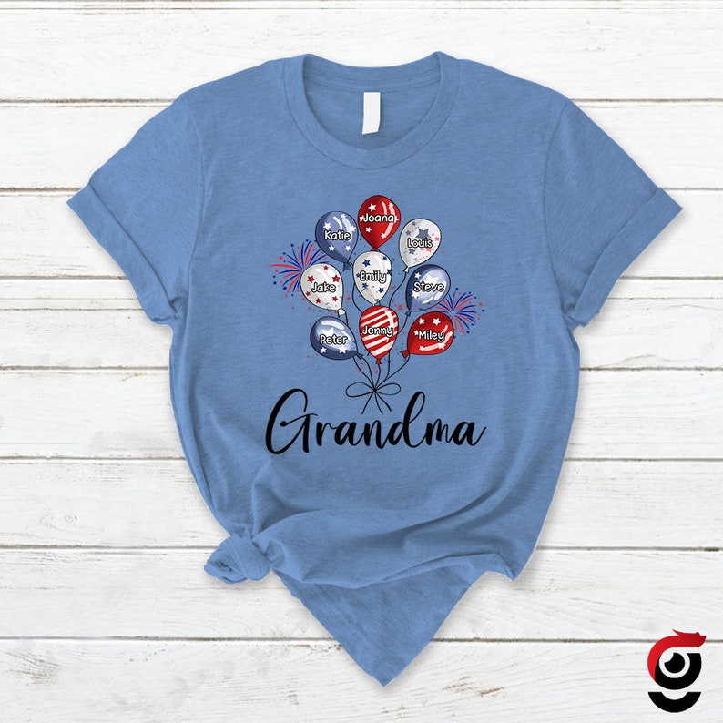 Custom Balloon Shirt For 4th Of July, Independence Day Patriotic Grandma Gift