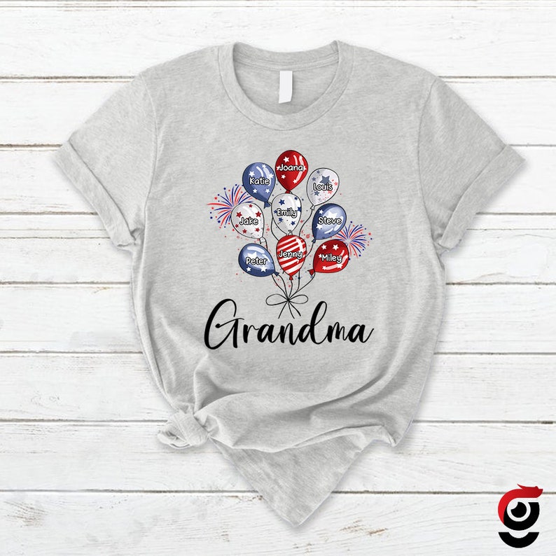 Custom Balloon Shirt For 4th Of July, Independence Day Patriotic Grandma Gift