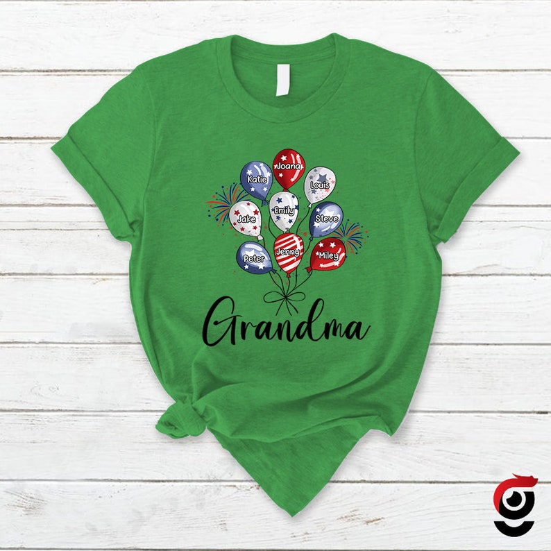 Custom Balloon Shirt For 4th Of July, Independence Day Patriotic Grandma Gift