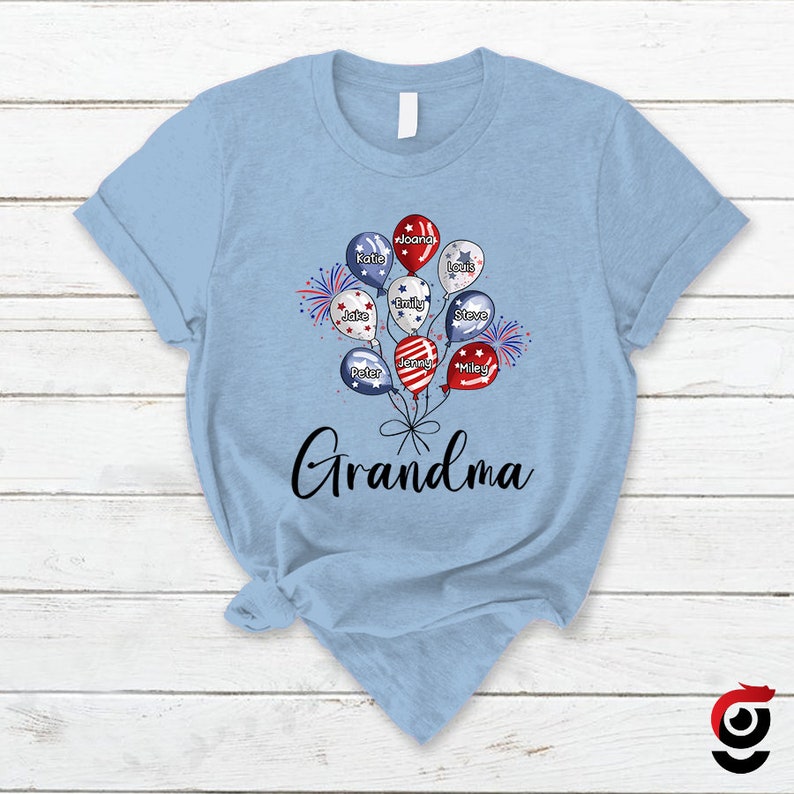 Custom Balloon Shirt For 4th Of July, Independence Day Patriotic Grandma Gift