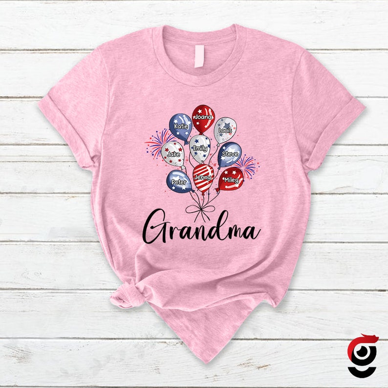 Custom Balloon Shirt For 4th Of July, Independence Day Patriotic Grandma Gift
